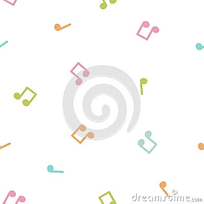 Seamless pattern of multicolored music notes Vector Illustration