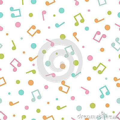 Vector illustration of seamless pattern of music notes and circles Vector Illustration