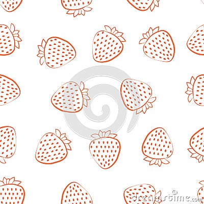 Vector illustration of seamless pattern of strawberry. Vector Illustration