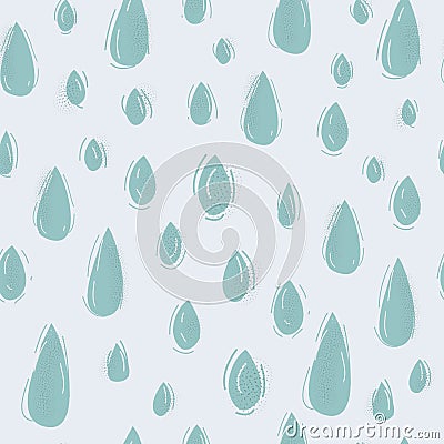 Vector illustration of Seamless rain drop green pattern on white. Vector Illustration