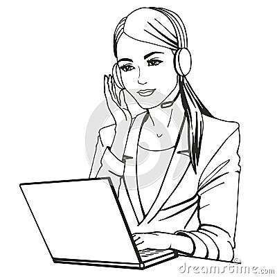 Vector illustration of a secretary with headphones Vector Illustration