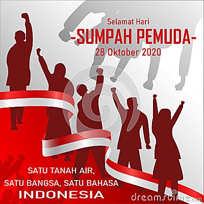 Vector illustration. selamat hari Sumpah pemuda. Translation: Happy Indonesian Youth Pledge. Suitable for greeting card, poster an Vector Illustration