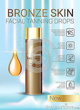 Vector Illustration with self tanning concentrate bottle. Vector Illustration