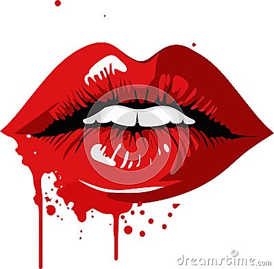 Vector illustration of sensual lips and even teeth Vector Illustration