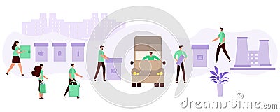 Vector People Separate Sorting Waste Recycling Eco Vector Illustration