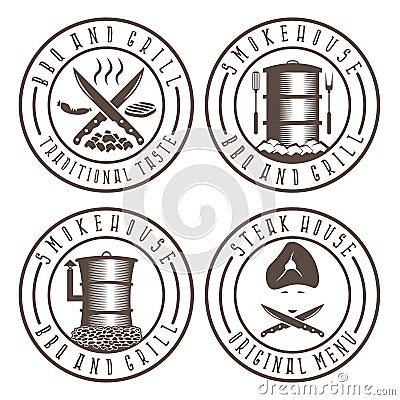 Vector illustration set of BBQ , steakhouse and smokehouse Vector Illustration