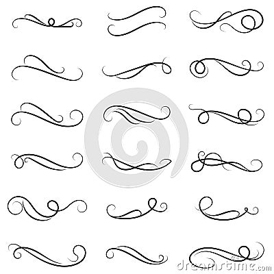 Vector illustration set of border calligraphic and dividers decorative, calligraphic swirl Vector Illustration