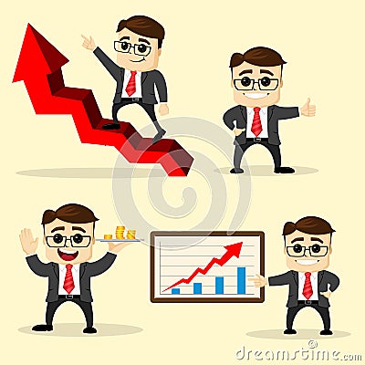 Vector illustration. Set of business man in different poses. Vector Illustration