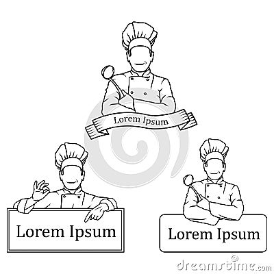 Vector illustration of a set of Chef. Vector Illustration