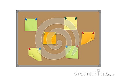 Vector illustration of a set of colored sticky papers pinned wit Vector Illustration