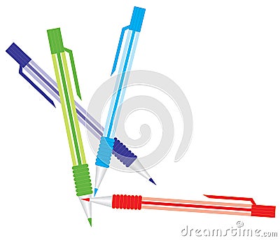 Vector illustration of set colorful pens Vector Illustration