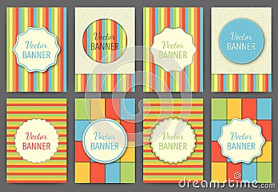 Vector illustration set of colorful retro invitations Vector Illustration
