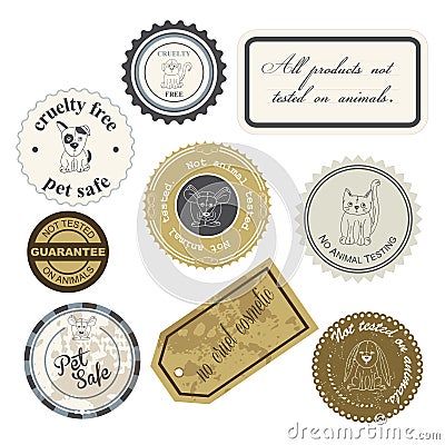 Vector illustration of a set of cruelty free vintage labels Cartoon Illustration