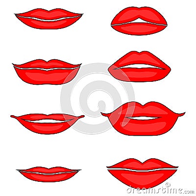 Illustration of set of female lips Vector Illustration