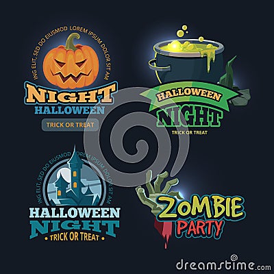 Vector illustration set of halloween badges Vector Illustration