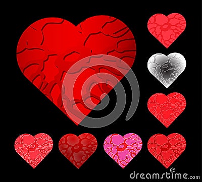 Vector illustration set of hearts for Valentines day. Valentine heart symbol. Vector Illustration