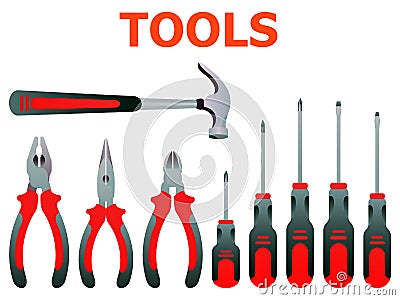 Vector illustration set isolated icons building tools repair Vector Illustration