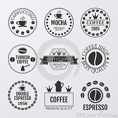 Vector illustration set of logos on coffee theme Vector Illustration