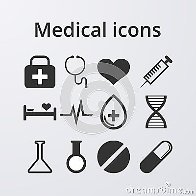 Vector illustration of a set of medical icons Vector Illustration