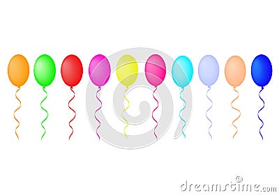 Vector drawing with bright balloons on white background Cartoon Illustration