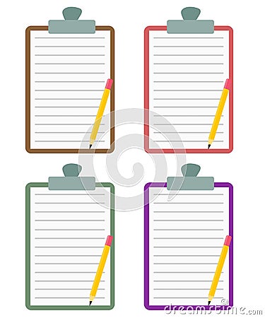 Vector illustration set of a note paper with a board mat Vector Illustration