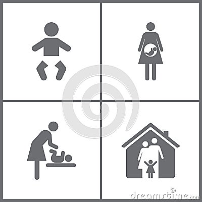 Vector Illustration Set Office Relationship Icons. Elements of Family, Baby, Mother and child icon. Stock Photo