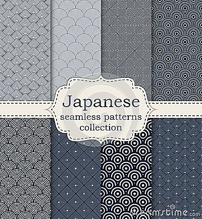 Vector illustration set of seamless patterns Japanese Vector Illustration