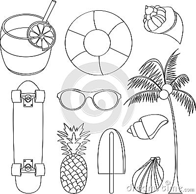 Vector illustration set of summer lovely things Vector Illustration