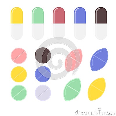 Set of tablets of different shapes flat isolated. Vector illustration Vector Illustration