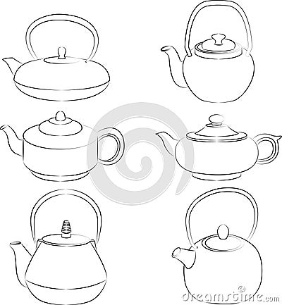 Vector illustration of set teapot silhouette Vector Illustration