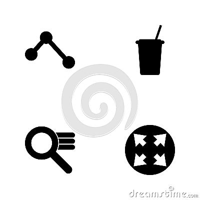 Vector illustration set web icons. Elements open sign, search settings sign, cup of drinks and share this sign icon Cartoon Illustration