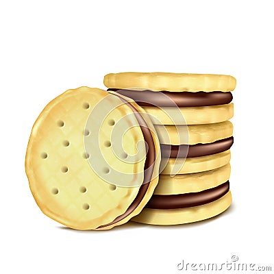 Vector illustration of several sandwich-cookies with chocolate filling. Vector Illustration