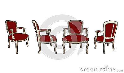 Four chairs of style Vector Illustration