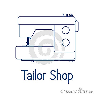 Dressmaking Tailor shop Atelier Sewing machine Vector Illustration