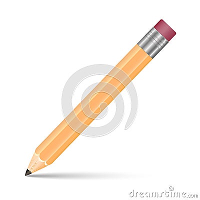 Vector illustration of sharpened detailed pencil with eraser on top isolated on white background Vector Illustration