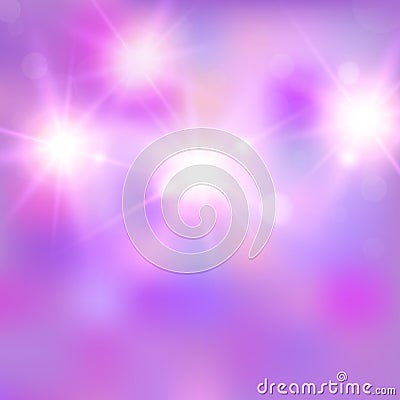 Vector illustration of shiny bright light. Abstract lights on pink background. Useful for your design. Vector Illustration