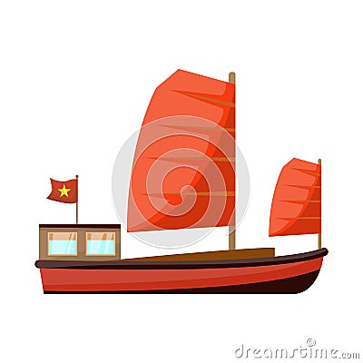 Vector design of ship and vietnamese icon. Set of ship and boat stock vector illustration. Vector Illustration