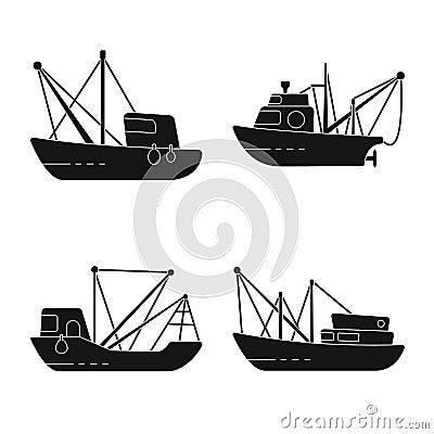 Vector design of shipping and yacht sign. Set of shipping and fishing stock symbol for web. Vector Illustration