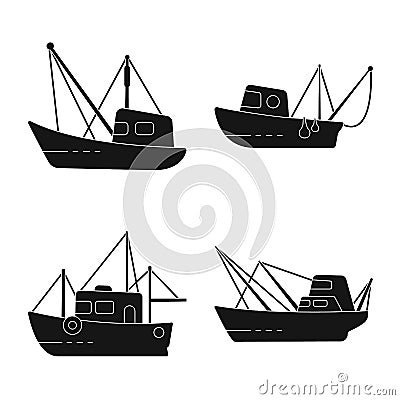 Vector illustration of shipping and yacht sign. Collection of shipping and fishing stock symbol for web. Vector Illustration