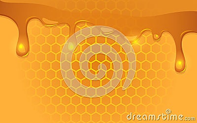 Vector illustration showcasing melting honey drizzling over a honeycomb Vector Illustration