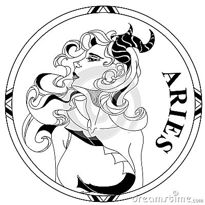 Aries zodiac lineart symbol Vector Illustration