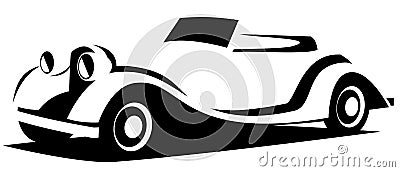 Vector illustration silhouette of the aerodynamic historical vintage car drawn using black and white lines which can be used as Vector Illustration