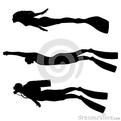 Vector illustration of a silhouette of diver Vector Illustration