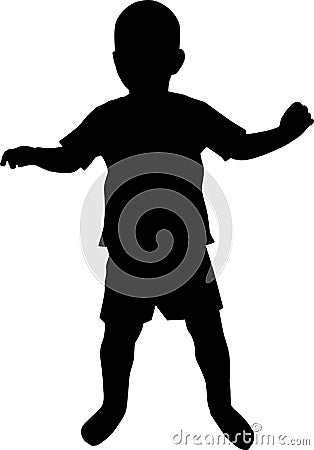 Silhouette of a jumpimg happy boy Vector Illustration