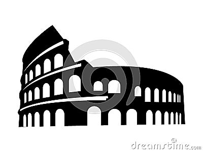 Silhouette picture of Colosseum of Rome Vector Illustration