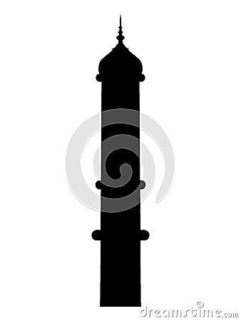 Silhouette picture of an Islam Mosque Minaret Vector Illustration