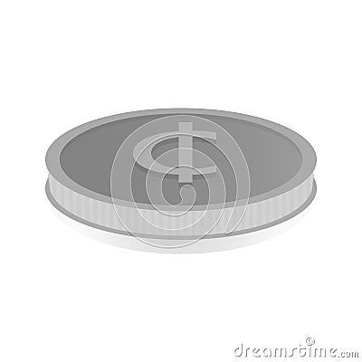 Vector illustration of a silver coin with the symbol of the cent Vector Illustration