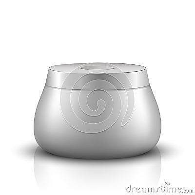 Vector illustration. Silver color jar with hydrating cream or gel. Vector Illustration