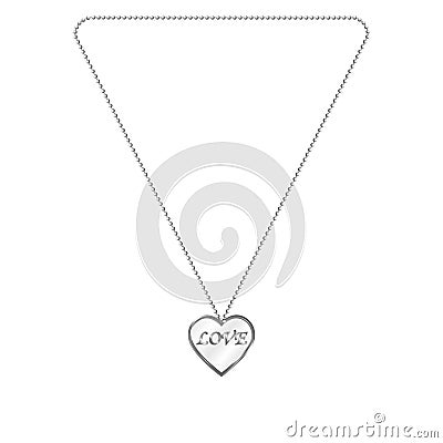 Vector illustration of silver jewelery in the form of heart on a chain Vector Illustration