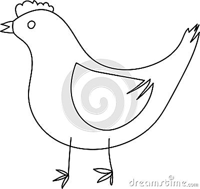 vector illustration of a black outline chicken Vector Illustration